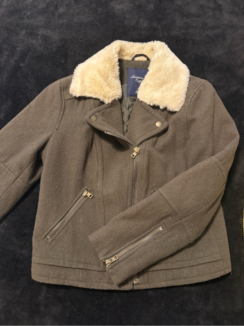 American Eagle fur collar moto jacket